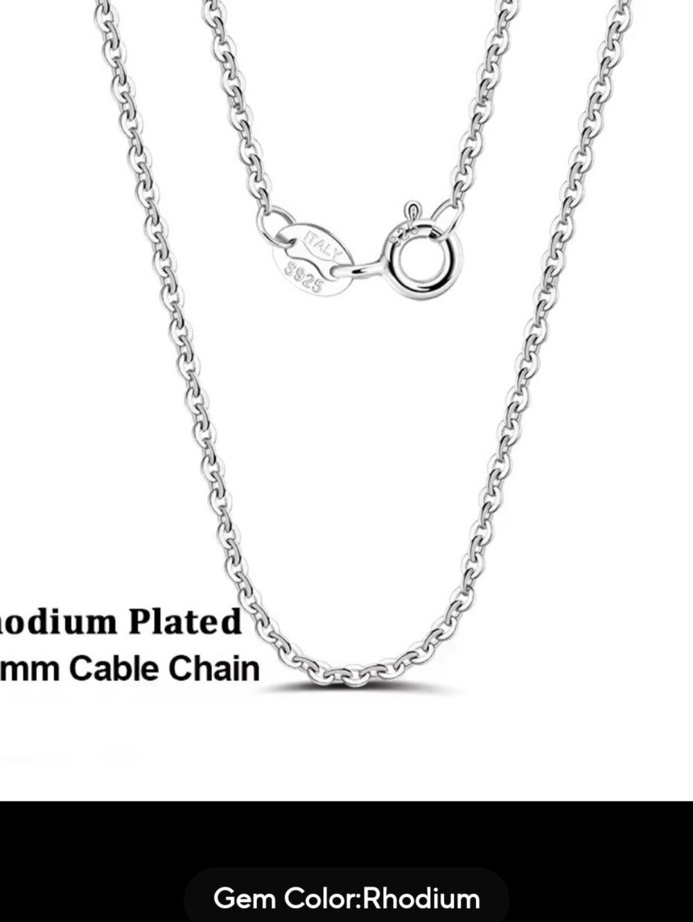 🩶🩶NEW🩶🩶 PRETTY!! 1.0MM S925 ITALY Rhodium Plated Dainty Cable Chain